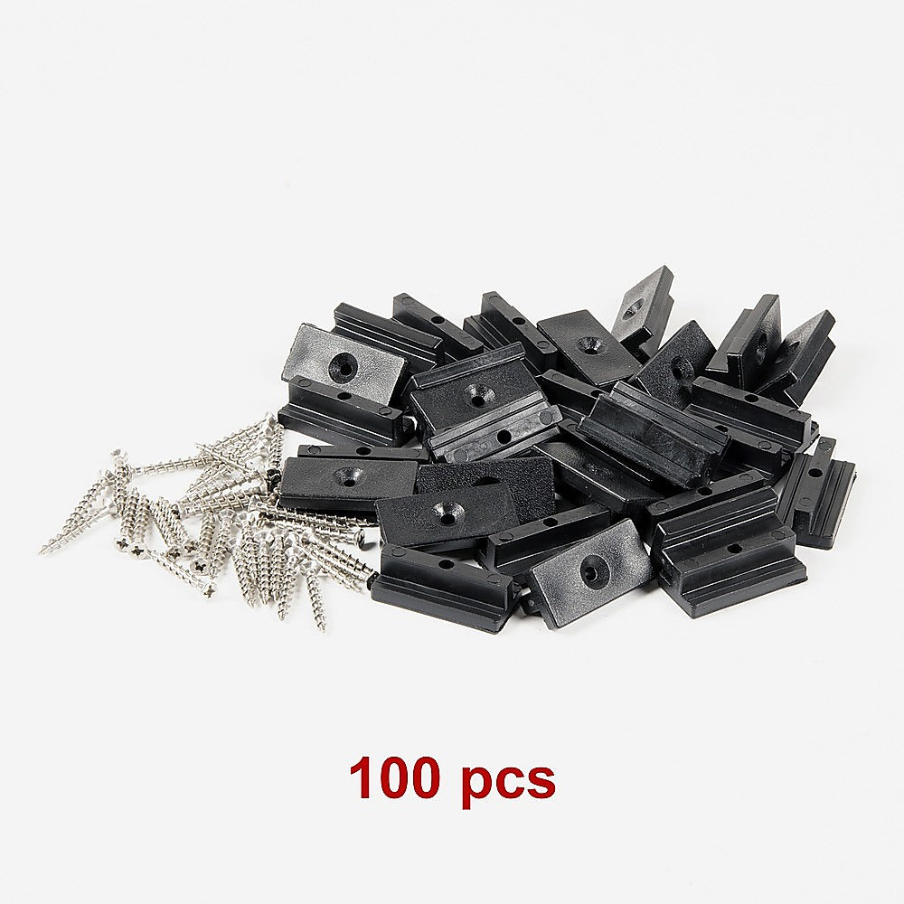 Composite Decking Hidden Fixing Fasteners (100 Plastic T Clips & Screws)