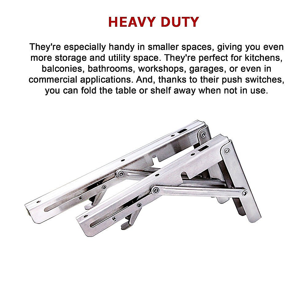 Heavy Duty Stainless Steel Folding Table Bracket (2X 20", 50Kg Load)
