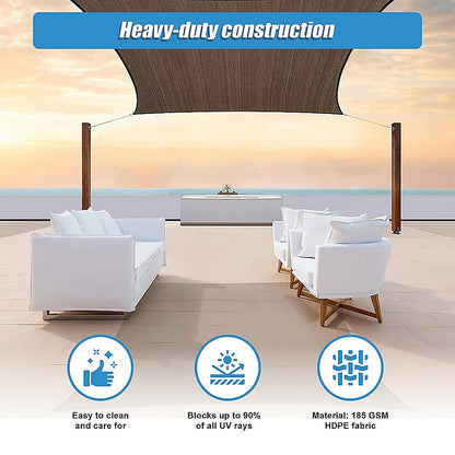 Rectangle Sun Shade Sail Canopy Cover Coffee