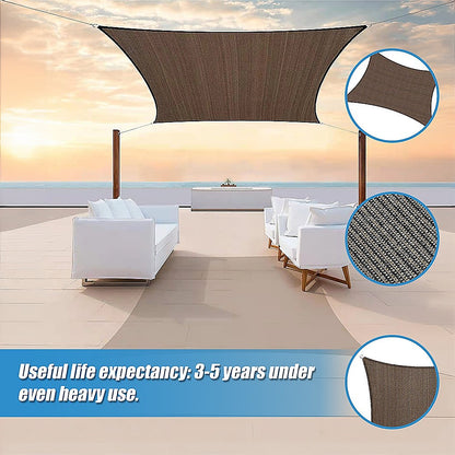 Rectangle Sun Shade Sail Canopy Cover Coffee