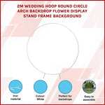 2M Wedding Hoop Round Circle Arch Backdrop Flower Display Frame