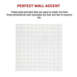 Tiles 3D Peel And Stick Wall Tile Stereoscopic Crystal White 10 Sheets