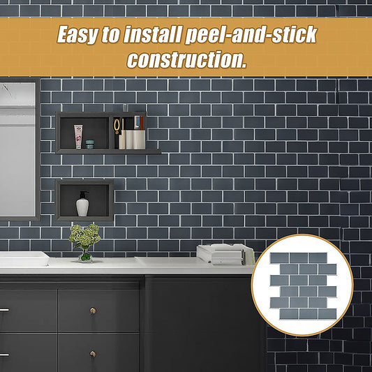 Tiles 3D Peel And Stick Wall Tile Dark Grey 10 Sheets