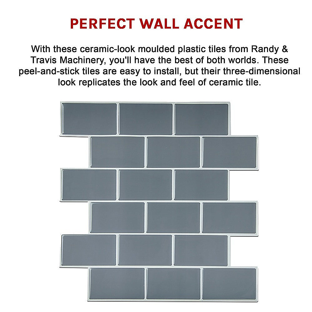 Tiles 3D Peel And Stick Wall Tile Dark Grey 10 Sheets