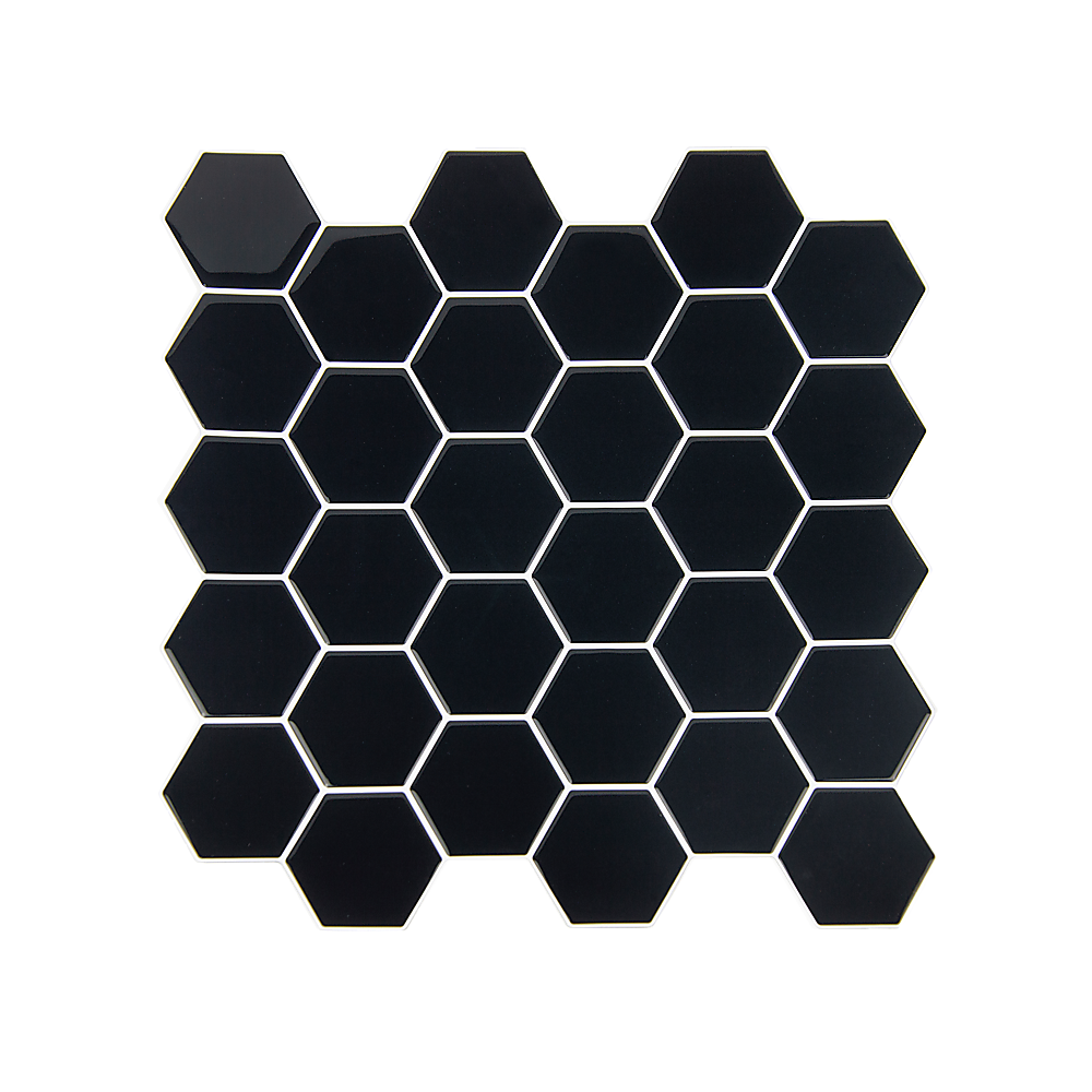 Tiles 3D Peel And Stick Wall Tile Hexagonal Mosaic Black 10 Sheets