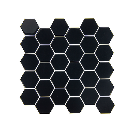 Tiles 3D Peel And Stick Wall Tile Hexagonal Mosaic Black 10 Sheets