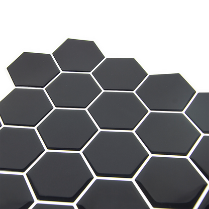 Tiles 3D Peel And Stick Wall Tile Hexagonal Mosaic Black 10 Sheets