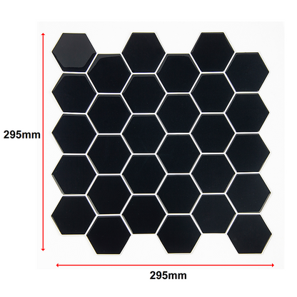 Tiles 3D Peel And Stick Wall Tile Hexagonal Mosaic Black 10 Sheets