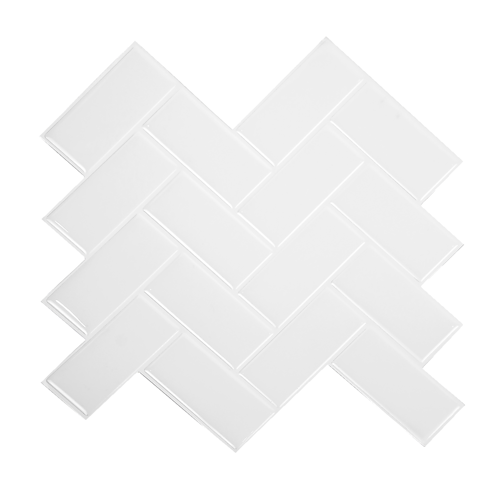Tiles 3D Peel And Stick Wall Tile Herringbone White 10 Sheets