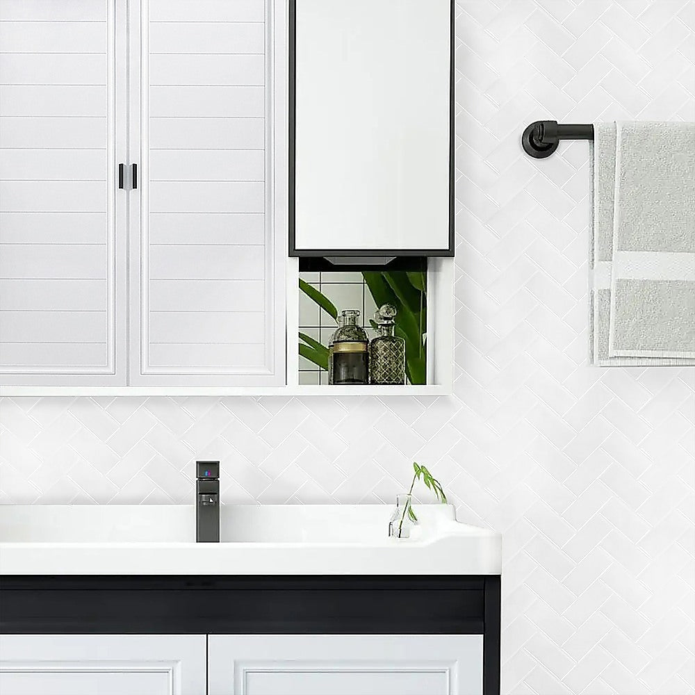 Tiles 3D Peel And Stick Wall Tile Herringbone White 10 Sheets