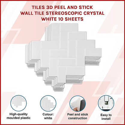 Tiles 3D Peel And Stick Wall Tile Herringbone White 10 Sheets