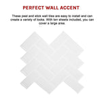 Tiles 3D Peel And Stick Wall Tile Herringbone White (30Cm X 30Cm X 10 Sheets)