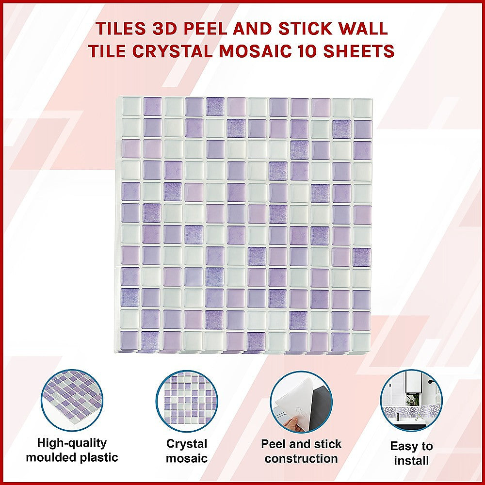 Tiles 3D Peel And Stick Wall Tile Crystal Mosaic 10 Sheets