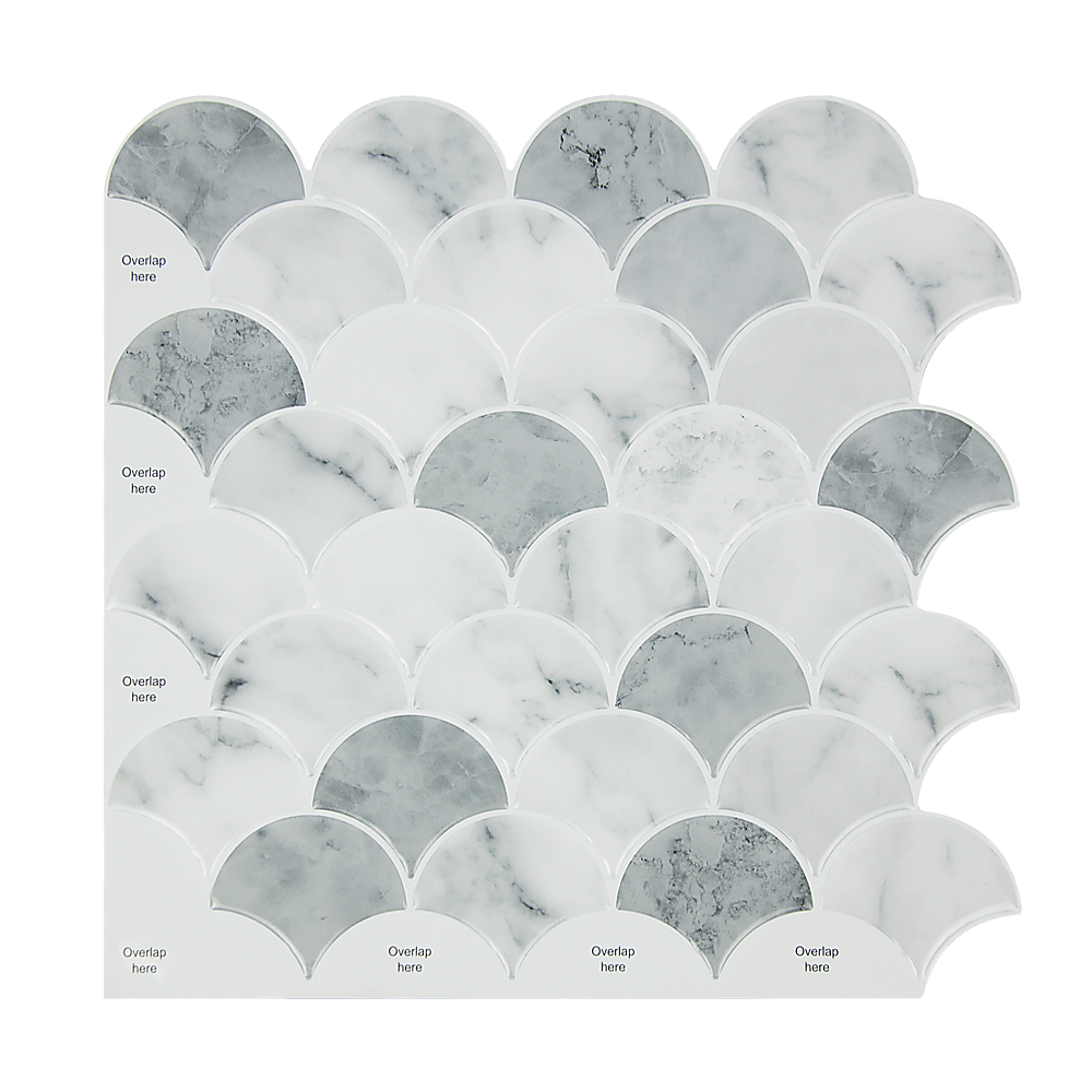 Tiles 3D Peel And Stick Wall Tile Fish Scale Mosaic 10 Sheets