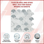 Tiles 3D Peel And Stick Wall Tile Fish Scale Mosaic 10 Sheets