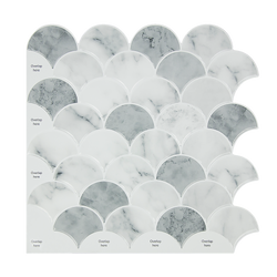 Tiles 3D Peel And Stick Wall Tile Fish Scale Mosaic 10 Sheets