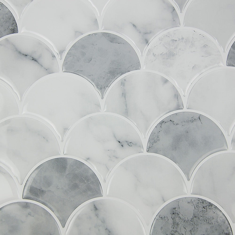 Tiles 3D Peel And Stick Wall Tile Fish Scale Mosaic 10 Sheets