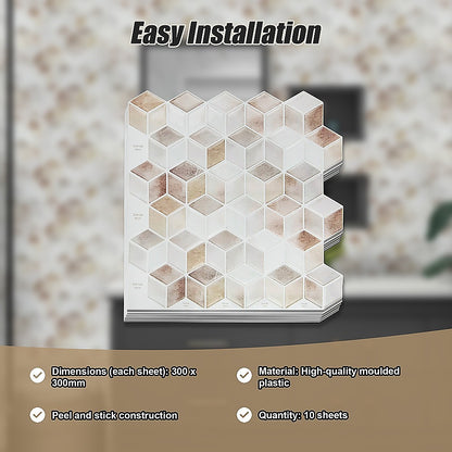 Tiles 3D Peel And Stick Wall Tile Shell Mosaic 10 Sheets
