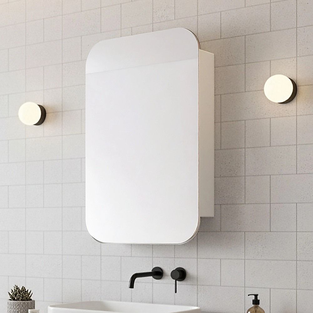 Rectangle Wall Hung Bathroom Mirror Shaving Cabinet Vanity Matte White