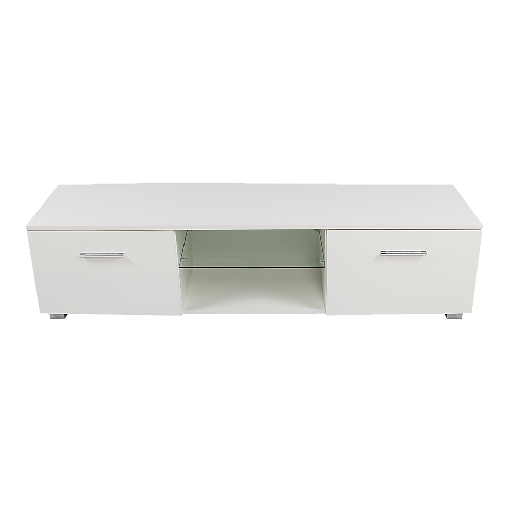 Tv Cabinet Entertainment Unit High Gloss 140Cm White Shelf