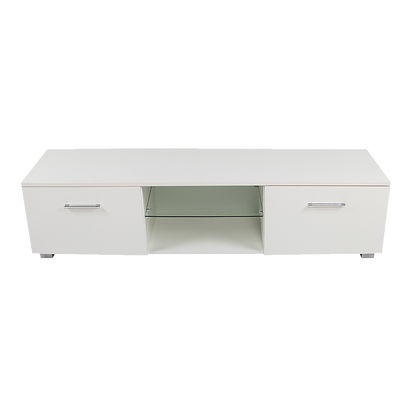 Tv Cabinet Entertainment Unit High Gloss 140Cm White Shelf