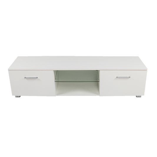 Tv Cabinet Entertainment Unit High Gloss 140Cm White Shelf