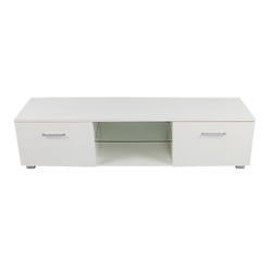 Tv Cabinet Entertainment Unit High Gloss 140Cm White Shelf