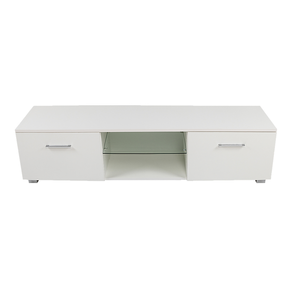  Tv Cabinet Entertainment Unit High Gloss 140Cm White Shelf