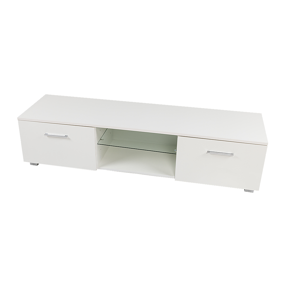 Tv Cabinet Entertainment Unit High Gloss 140Cm White Shelf