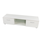 Tv Cabinet Entertainment Unit High Gloss 140Cm White Shelf
