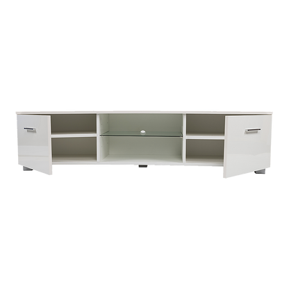 Tv Cabinet Entertainment Unit High Gloss 140Cm White Shelf