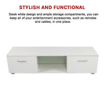 Tv Cabinet Entertainment Unit High Gloss 140Cm White Shelf