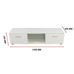 Tv Cabinet Entertainment Unit High Gloss 140Cm White Shelf