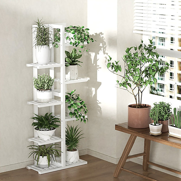  6-Tier Vertical Bamboo Plant Stand Outdoor Garden Shelf