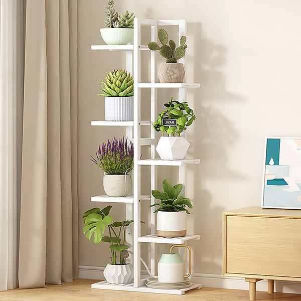  6-Tier Vertical Bamboo Plant Stand Outdoor Garden Shelf