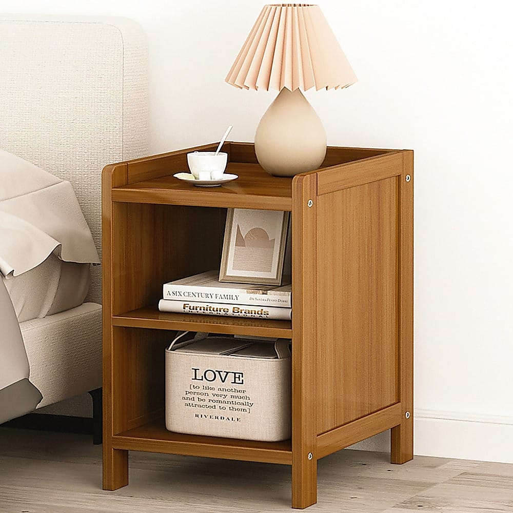 Bamboo Bedside Table Dark Wood 25x30x40cm