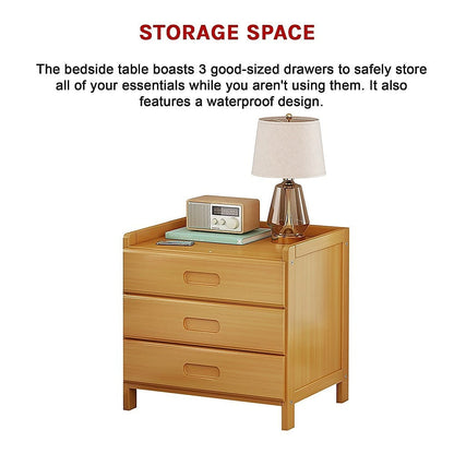 Bamboo Bedside Table Storage 42x30x40cm