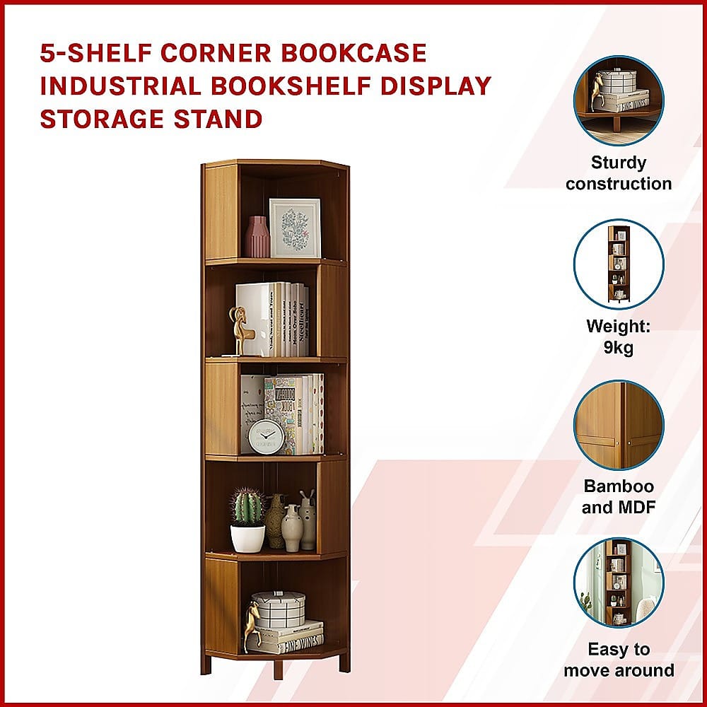 Corner Bookcase Industrial Design 32x32x169cm