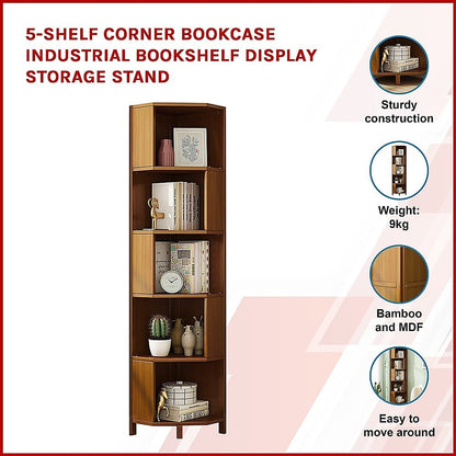 Corner Bookcase Industrial Design 32x32x169cm