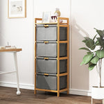 Bamboo Shelf With Storage Hamper Removable Bags