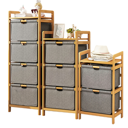 Bamboo Shelf With Storage Hamper Removable Bags