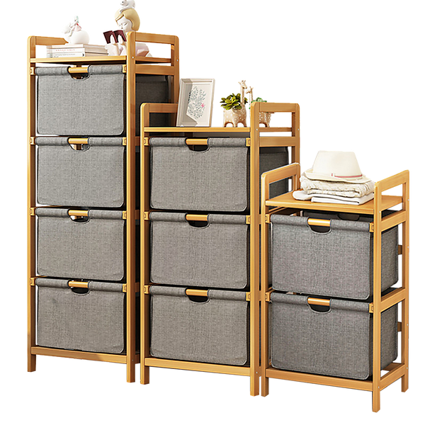  Bamboo Shelf With Storage Hamper Removable Bags