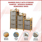 Bamboo Shelf With Storage Hamper Removable Bags