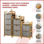 Bamboo Shelf With Storage Hamper Removable Bags