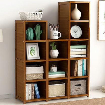 3 Piece Bamboo Adjustable Shelf Set – Bookcase Display Storage Rack Stand