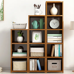 Bamboo Adjustable Shelf Bookcase Livingroom Bedroom Storage Rack