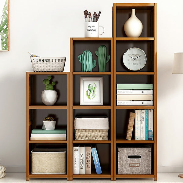  Bamboo Adjustable Shelf Bookcase Livingroom Bedroom Storage Rack