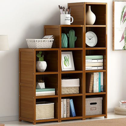 Bamboo Adjustable Shelf Bookcase Livingroom Bedroom Storage Rack
