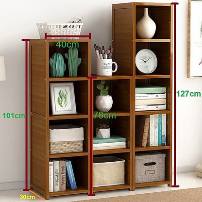 Bamboo Adjustable Shelf Bookcase Livingroom Bedroom Storage Rack