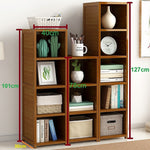 Bamboo Adjustable Shelf Bookcase Livingroom Bedroom Storage Rack